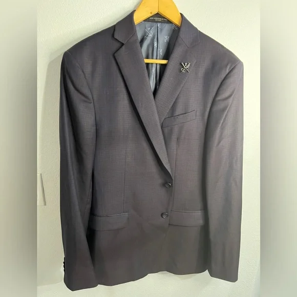 John Varvatos Signature Tailored USA Blue Mens Bleecker Suit Jacket Sz 44R